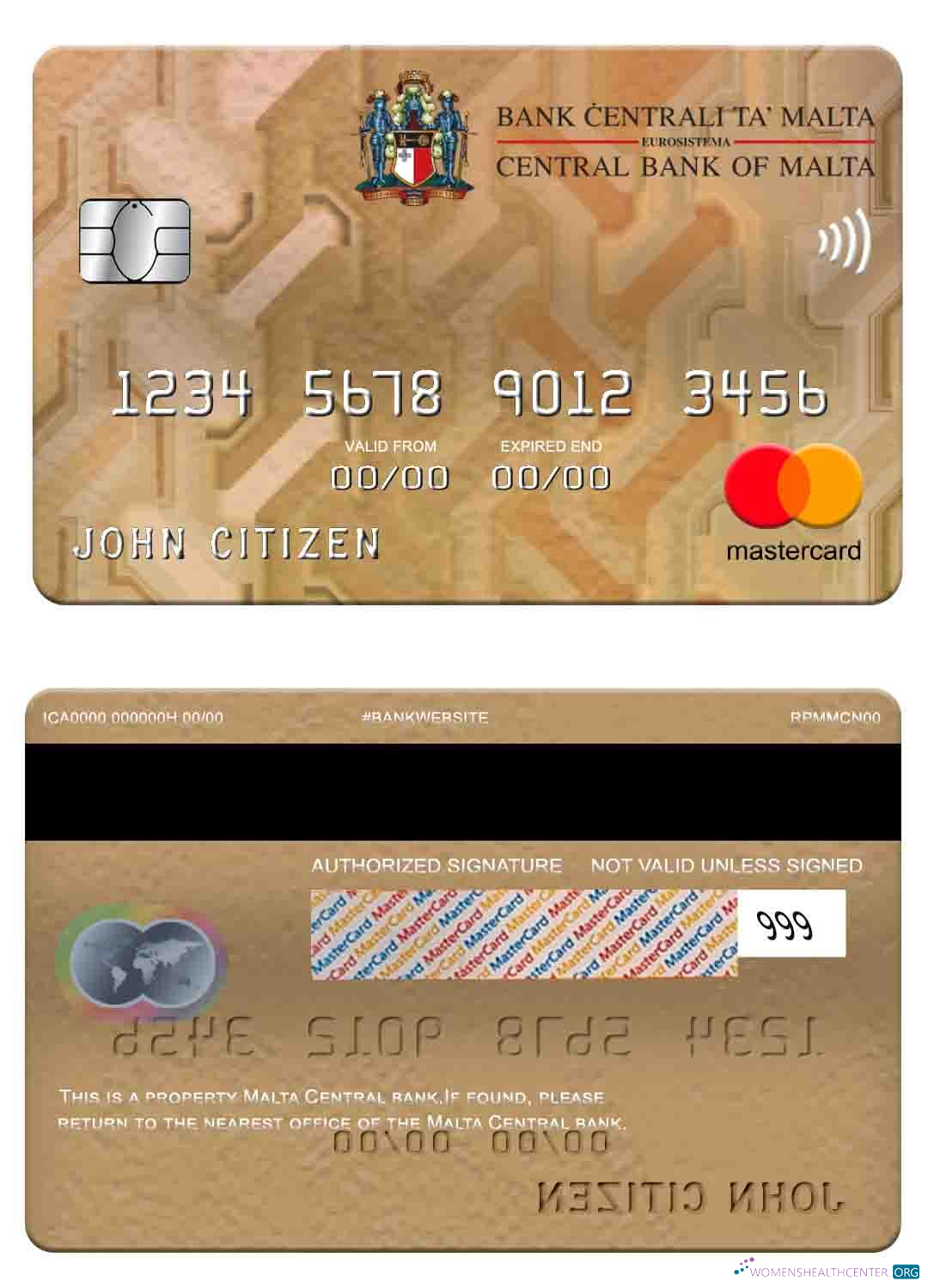 Download Malta Central Bank mastercard Photoshop template